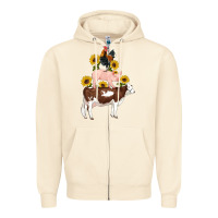 Sandshell western farm life cow pig rooster with sunflowers Zipper Hoodie - Artiststas