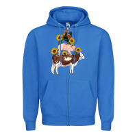 True Royal western farm life cow pig rooster with sunflowers Zipper Hoodie - Artiststas