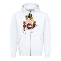 White western farm life cow pig rooster with sunflowers Zipper Hoodie - Artiststas