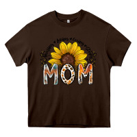 Chocolate Brown mom sunflower Heavy Core Tee - RacoonDesign