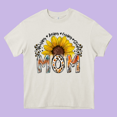 Mom Sunflower Heavy Core Tee Designed By Racoondesign