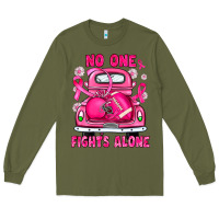 Army Green breast cancer no one fights alone truck football Long Sleeve Tee - JahusDesignShop