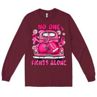 Burgundy breast cancer no one fights alone truck football Long Sleeve Tee - JahusDesignShop