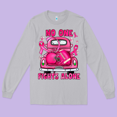 Breast Cancer No One Fights Alone Truck Football Long Sleeve Tee Designed By Jahusdesignshop