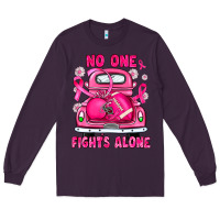 Plum breast cancer no one fights alone truck football Long Sleeve Tee - JahusDesignShop