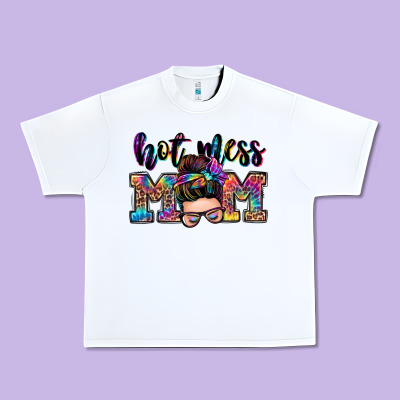 Hot Mess Mom Messy Bun Urban Heavy Tee Designed By Zillion Design Studio