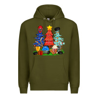 Army Green Christmas With Ice Hockey Trees Premium Hoodie - BundleAndBundleShop