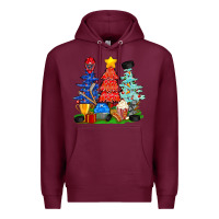Burgundy Christmas With Ice Hockey Trees Premium Hoodie - BundleAndBundleShop