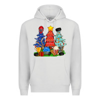 Dove Grey Christmas With Ice Hockey Trees Premium Hoodie - BundleAndBundleShop