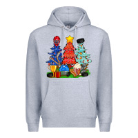 Heather Grey Christmas With Ice Hockey Trees Premium Hoodie - BundleAndBundleShop