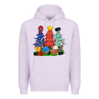 Lilac Christmas With Ice Hockey Trees Premium Hoodie - BundleAndBundleShop