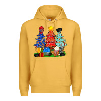 Mustard Christmas With Ice Hockey Trees Premium Hoodie - BundleAndBundleShop