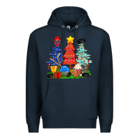 Navy Christmas With Ice Hockey Trees Premium Hoodie - BundleAndBundleShop
