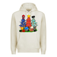 Oatmeal Heather Christmas With Ice Hockey Trees Premium Hoodie - BundleAndBundleShop