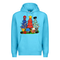 Ocean Blue Christmas With Ice Hockey Trees Premium Hoodie - BundleAndBundleShop