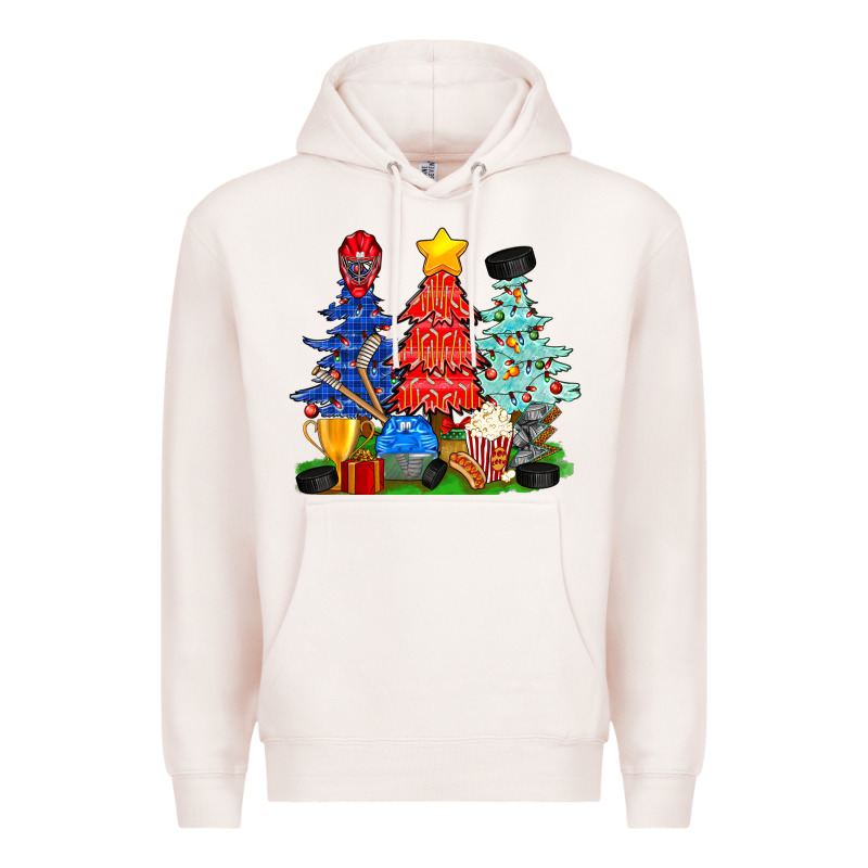 Christmas With Ice Hockey Trees Premium Hoodie by BundleAndBundleShop | Teevron