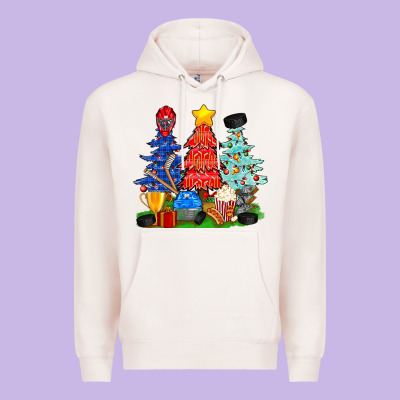 Christmas With Ice Hockey Trees Premium Hoodie Designed By Bundleandbundleshop