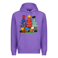 Purple Christmas With Ice Hockey Trees Premium Hoodie - BundleAndBundleShop