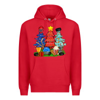 Red Christmas With Ice Hockey Trees Premium Hoodie - BundleAndBundleShop