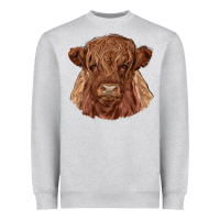Heather Grey highland cow Heavyweight Sweatshirt - RanaPortraitStore