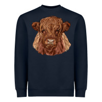 Navy highland cow Heavyweight Sweatshirt - RanaPortraitStore