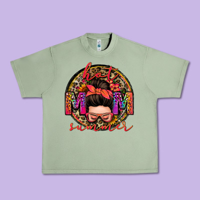 Hot Mom Summer Messy Bun Urban Heavy Tee Designed By Zillion Design Studio