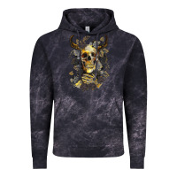 Cloud Black Bull Human Skull With Gold Roses Vintage Hoodie - RanaPortraitStore