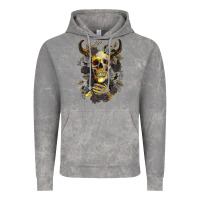 Cloud Rock Bull Human Skull With Gold Roses Vintage Hoodie - RanaPortraitStore
