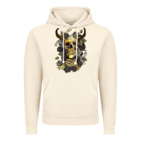 Vintage Artic Bull Human Skull With Gold Roses Vintage Hoodie - RanaPortraitStore