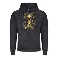 Vintage Black Bull Human Skull With Gold Roses Vintage Hoodie - RanaPortraitStore