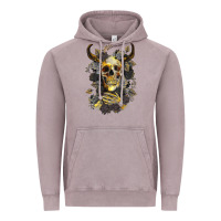 Vintage Zinc Bull Human Skull With Gold Roses Vintage Hoodie - RanaPortraitStore