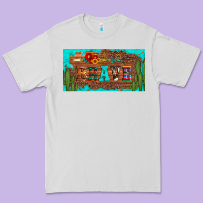 Brave Turquoise Leopard Cactus And Floral Arrow Licanse Plate Premium Tee Designed By Artiststas