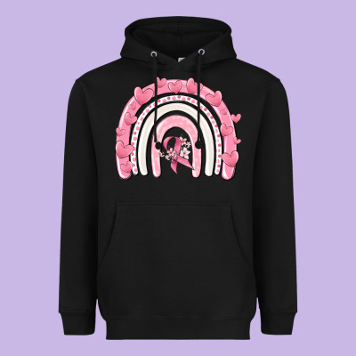 Breast Cancer  Rainbow Heavyweight Hoodie Designed By Maliassmallbusiness