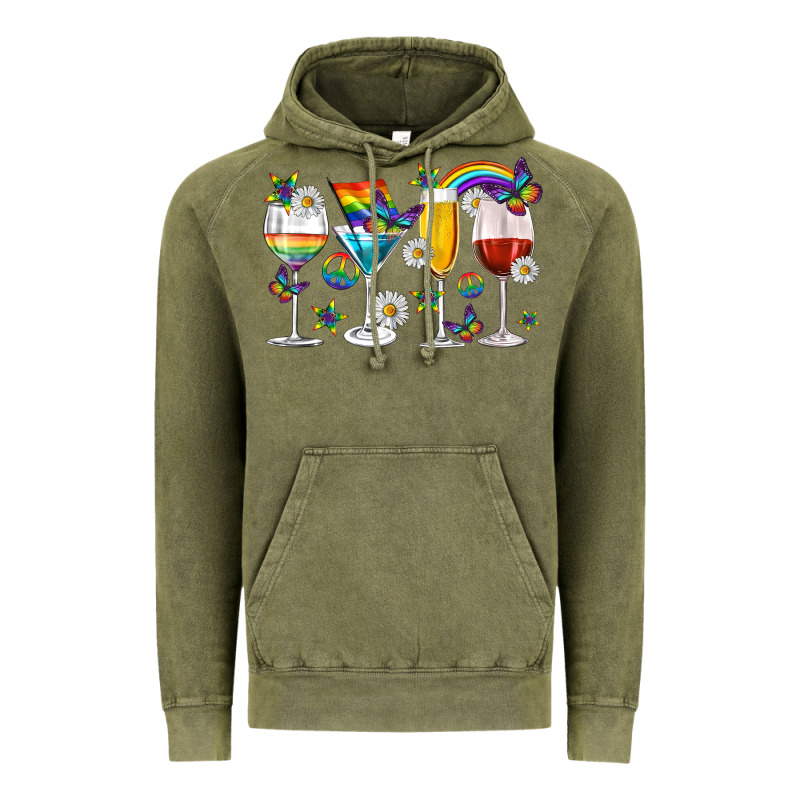 Pride Lgbtq Wine Cups And Glasses Vintage Hoodie by texasbilliewilder | Teevron