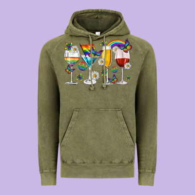 Vintage Hoodie pride lgbtq wine cups and glasses