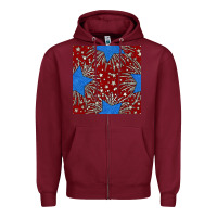 Burgundy Glitter 4th of July Seamless Pattern Zipper Hoodie - BundleAndBundleShop