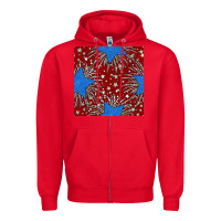 Red Glitter 4th of July Seamless Pattern Zipper Hoodie - BundleAndBundleShop