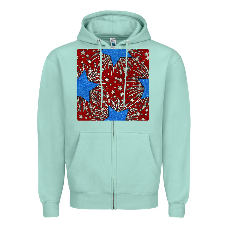 Glitter 4th Of July Seamless Pattern Zipper Hoodie by BundleAndBundleShop | Teevron