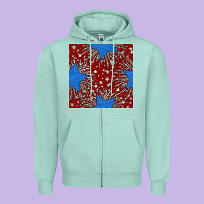 Glitter 4th Of July Seamless Pattern Zipper Hoodie Designed By Bundleandbundleshop