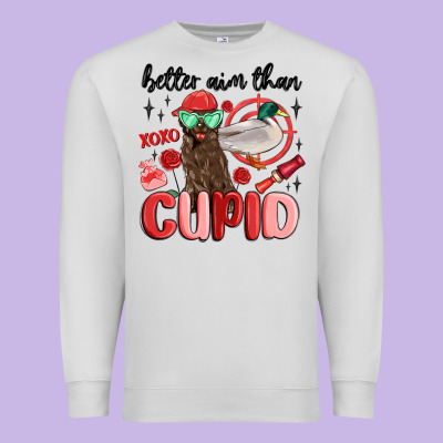 Better Aim Than Cupid With Dog And Duck Premium Sweatshirt Designed By Maliassmallbusiness