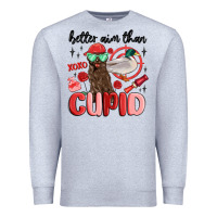 Heather Grey better aim than cupid with dog and duck Premium Sweatshirt - MaliasSmallBusiness
