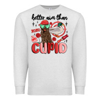 Oatmeal Heather better aim than cupid with dog and duck Premium Sweatshirt - MaliasSmallBusiness