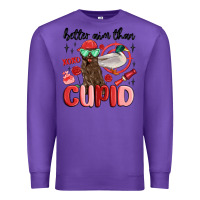 Purple better aim than cupid with dog and duck Premium Sweatshirt - MaliasSmallBusiness