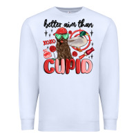 White better aim than cupid with dog and duck Premium Sweatshirt - MaliasSmallBusiness