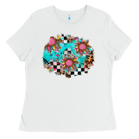 White race sunflower patches Ladies Tee - AdoDesignShop