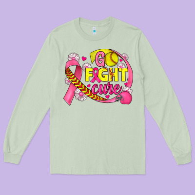 Breast Cancer Go Fight Cure Softball Long Sleeve Tee Designed By Jahusdesignshop