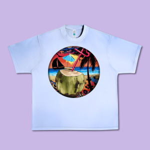 Coconut Drink Colorful Leopard Urban Heavy Tee Designed By Barkaloodesign