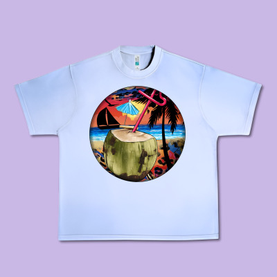 Coconut Drink Colorful Leopard Urban Heavy Tee Designed By Barkaloodesign