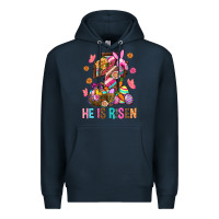 Navy He Is Risen Easter Premium Hoodie - BundleAndBundleShop