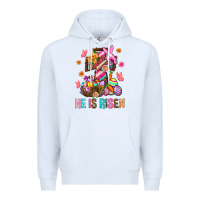 White He Is Risen Easter Premium Hoodie - BundleAndBundleShop